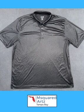 Greg Norman Play Dry Polo Shirt Mens XXL Black Shark Logo Golf Performance